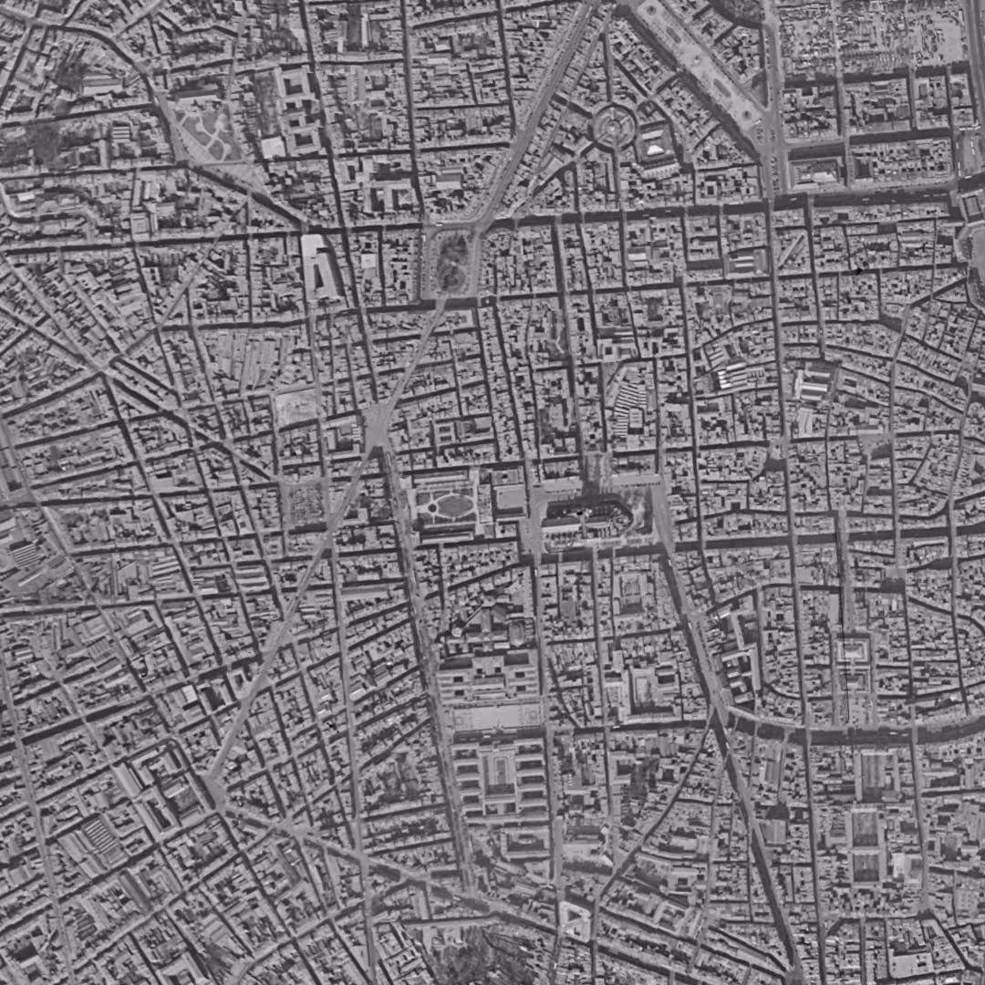 Bordeaux en 1956, le centre vu du ciel, au même cadrage
