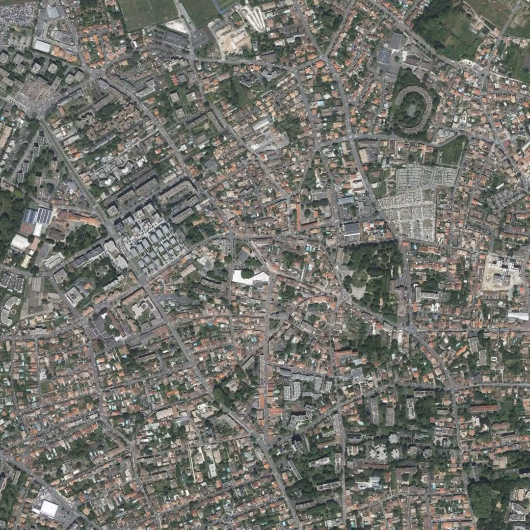 Le Bouscat aujourd'hui, le centre vu du ciel
