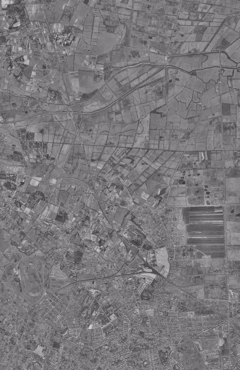 Bruges en 1956, le territoire vu du ciel, au même cadrage