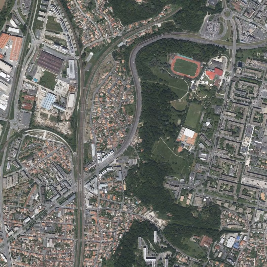 Cenon aujourd'hui, le centre vu du ciel