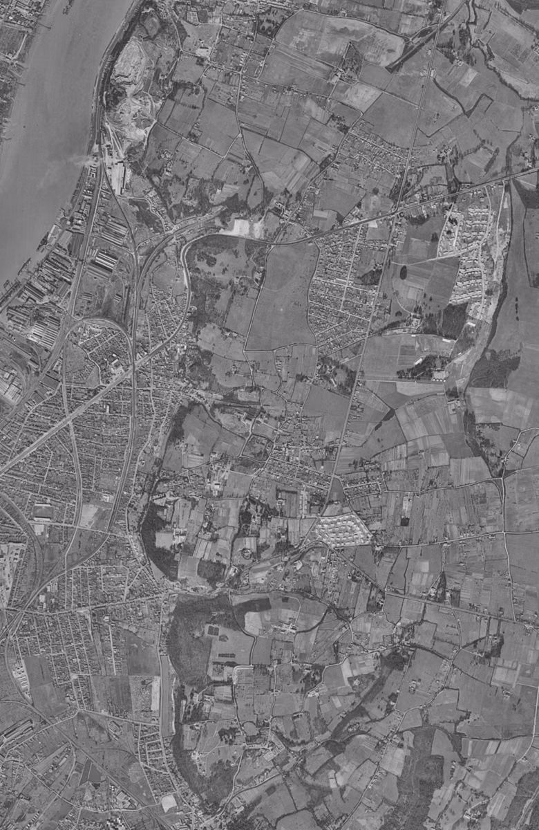 Cenon en 1956, le territoire vu du ciel, au même cadrage