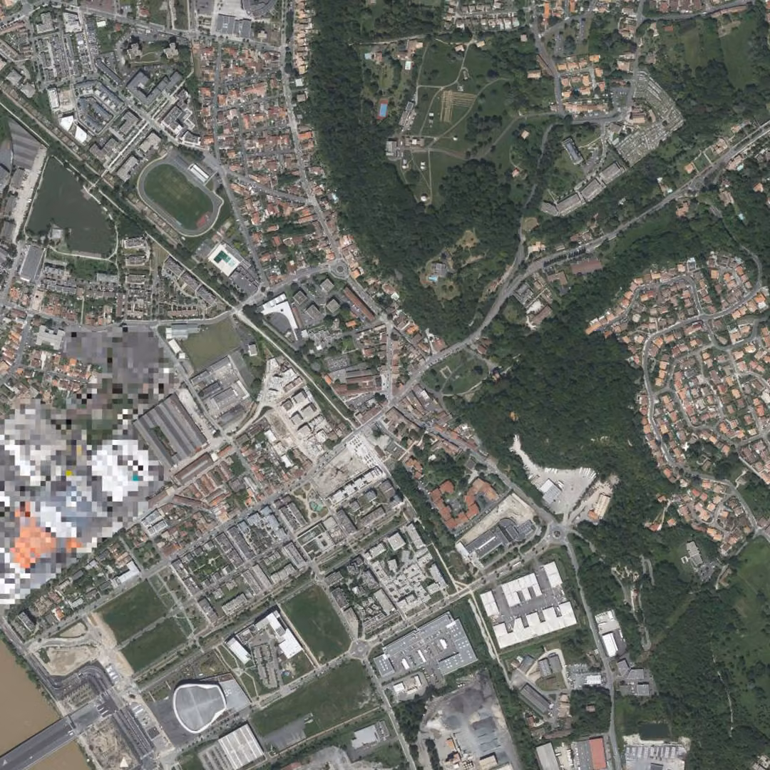Floirac aujourd'hui, le centre vu du ciel