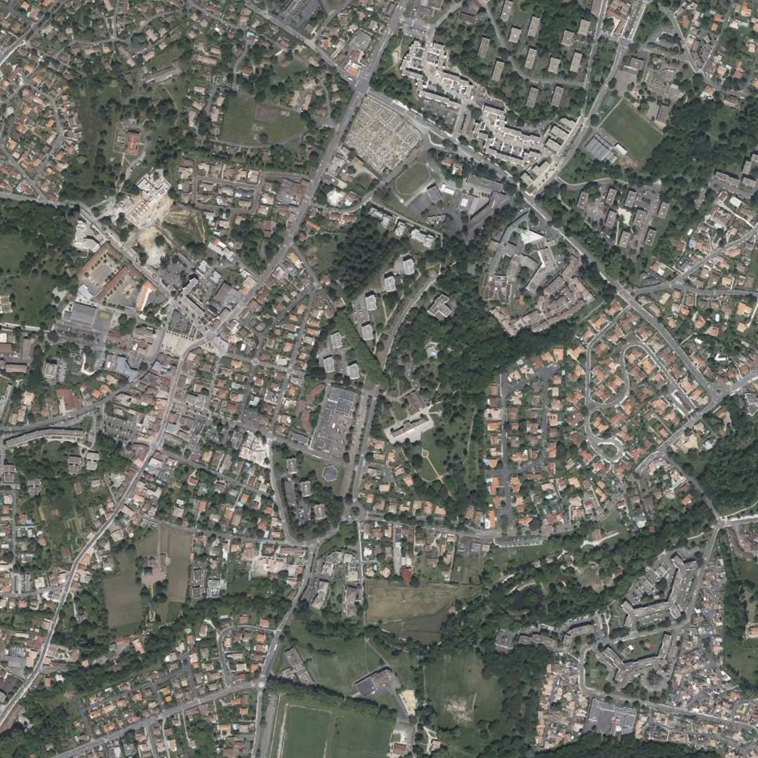 Gradignan aujourd'hui, le centre vu du ciel