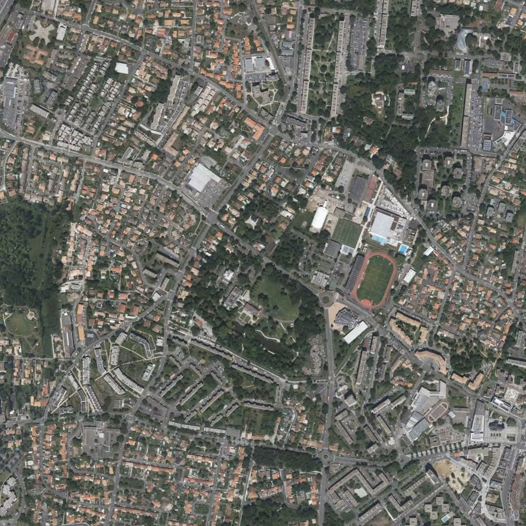 Mérignac aujourd'hui, le centre vu du ciel
