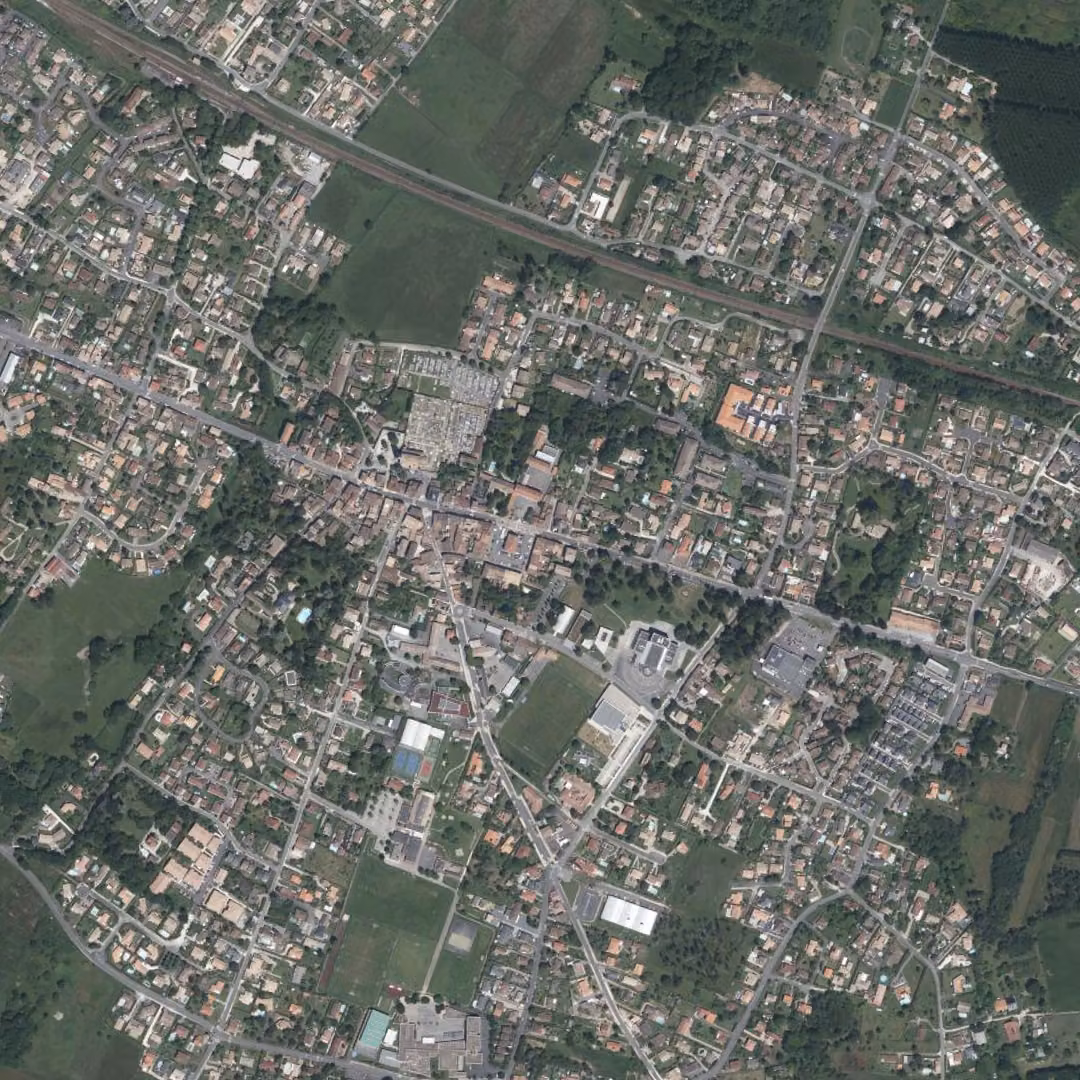 Saint-Loubès aujourd'hui, le centre vu du ciel