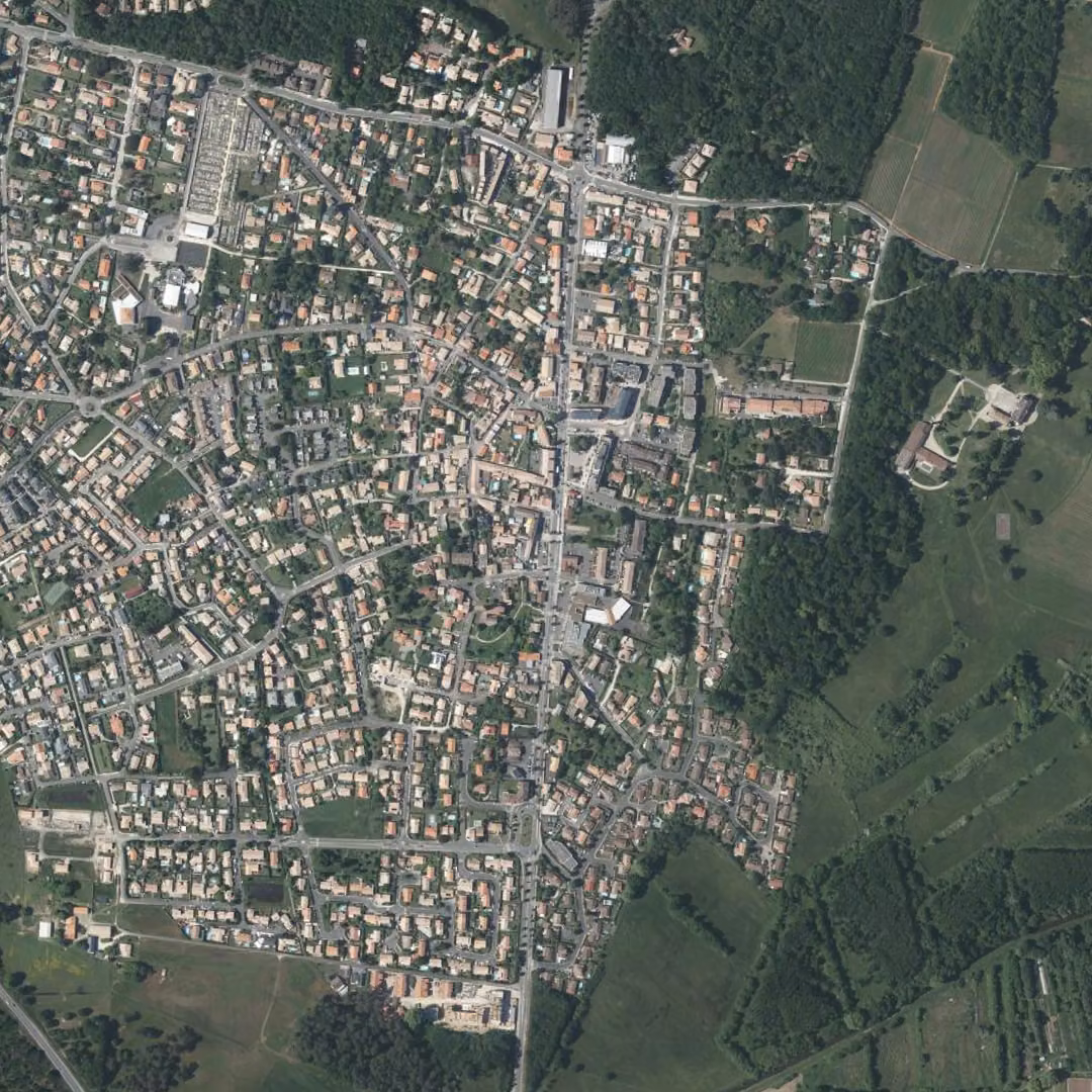 Le Taillan-Médoc aujourd'hui, le centre vu du ciel