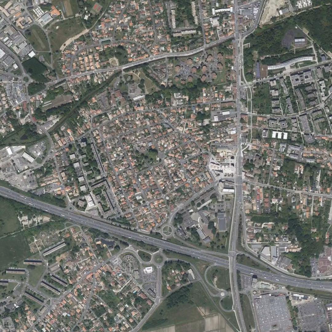 Villenave-d'Ornon aujourd'hui, le centre vu du ciel