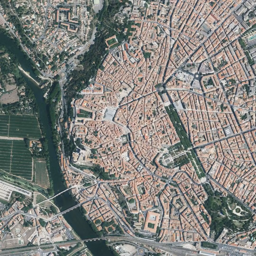 Béziers aujourd'hui, le centre vu du ciel