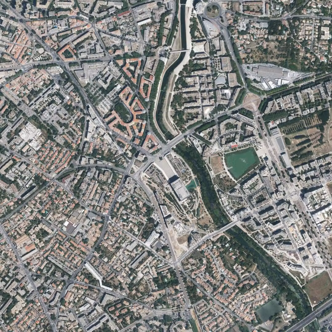 Montpellier aujourd'hui, le centre vu du ciel