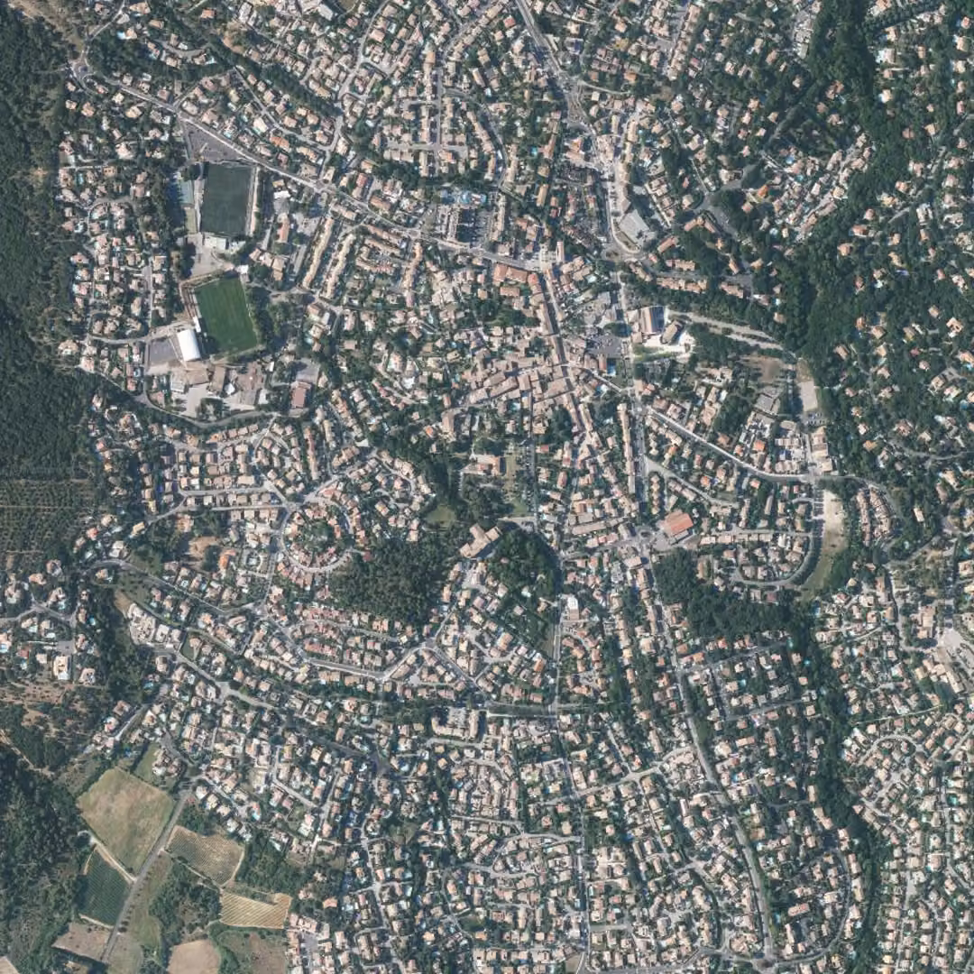 Saint-Gély-du-Fesc aujourd'hui, le centre vu du ciel