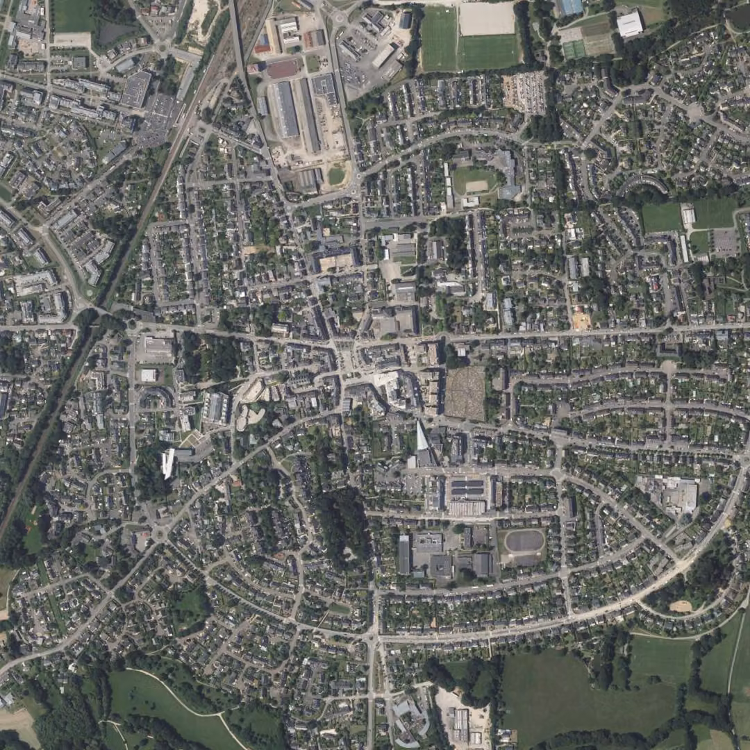 Bruz aujourd'hui, le centre vu du ciel
