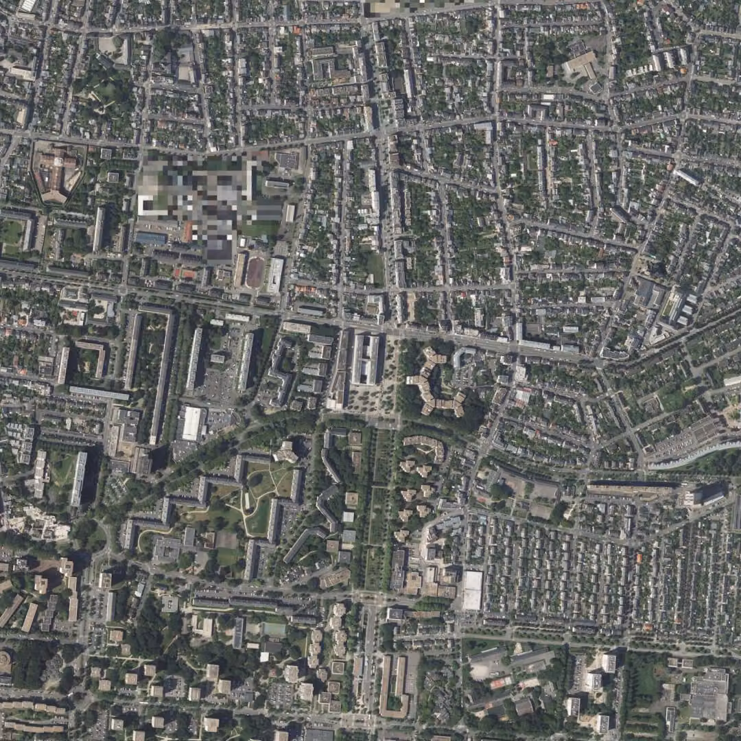 Rennes aujourd'hui, le centre vu du ciel