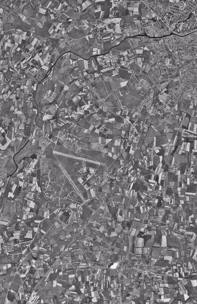 Saint-Jacques-de-la-Lande en 1952, le territoire vu du ciel, au même cadrage
