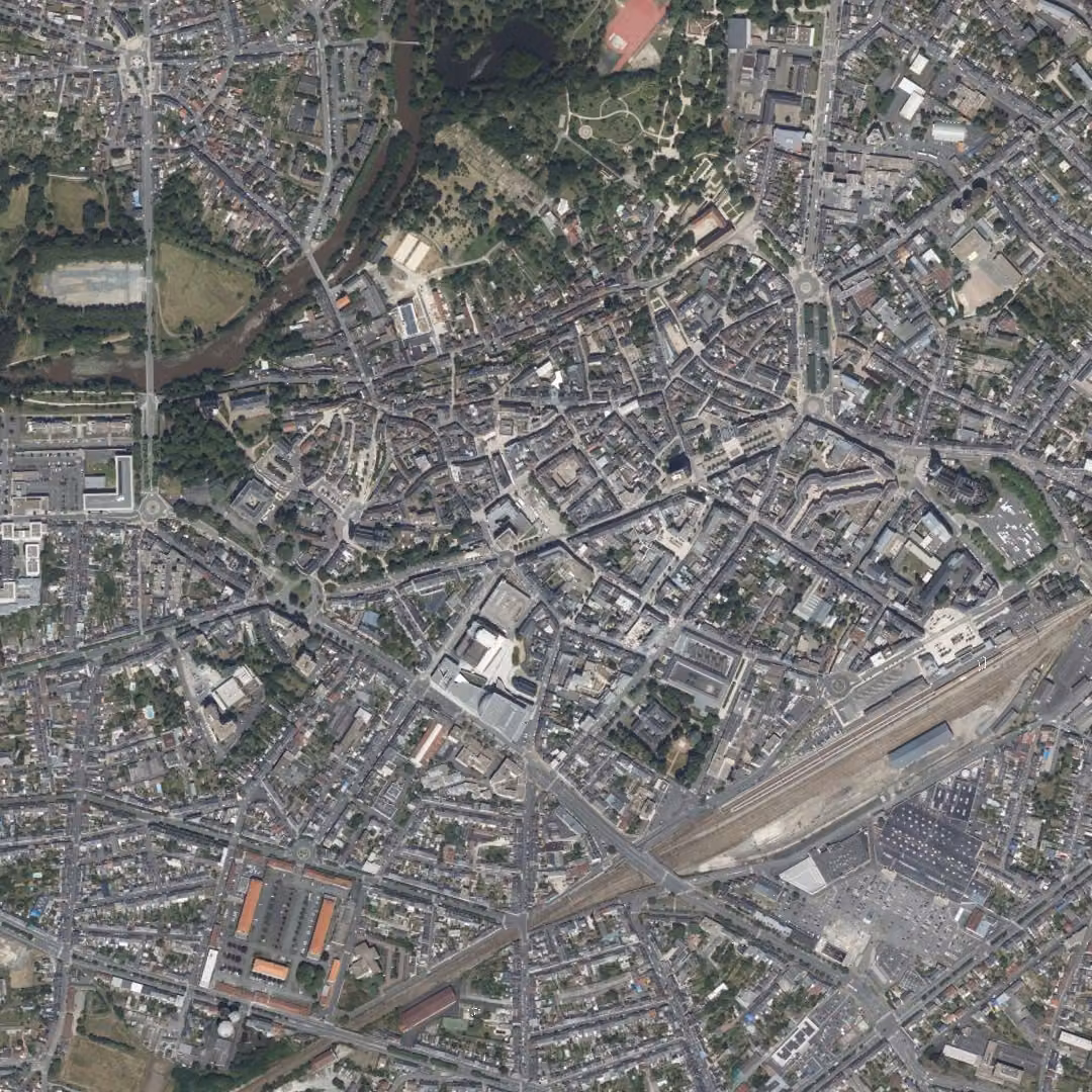 Châteauroux aujourd'hui, le centre vu du ciel