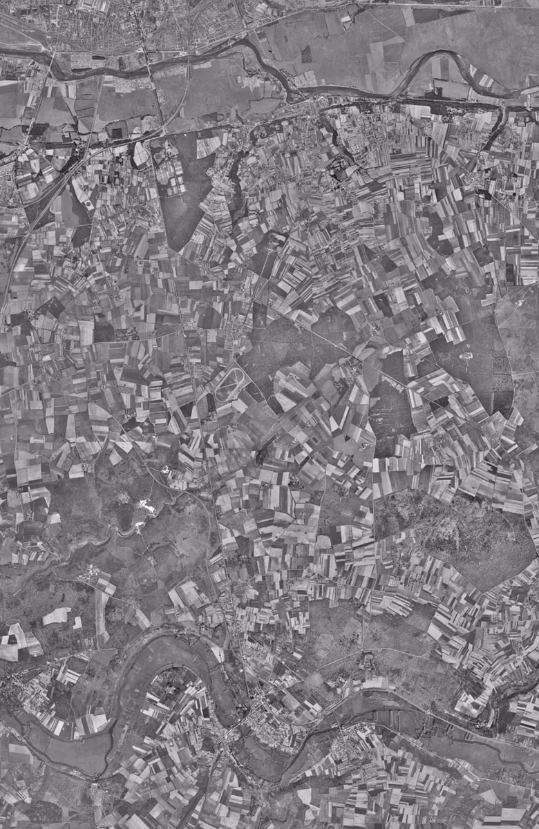 Chambray-lès-Tours en 1949, le territoire vu du ciel, au même cadrage