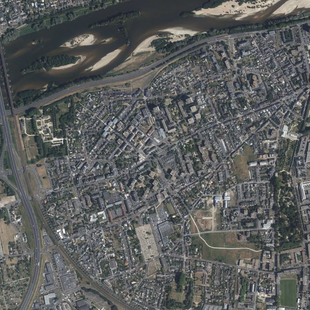 La Riche aujourd'hui, le centre vu du ciel