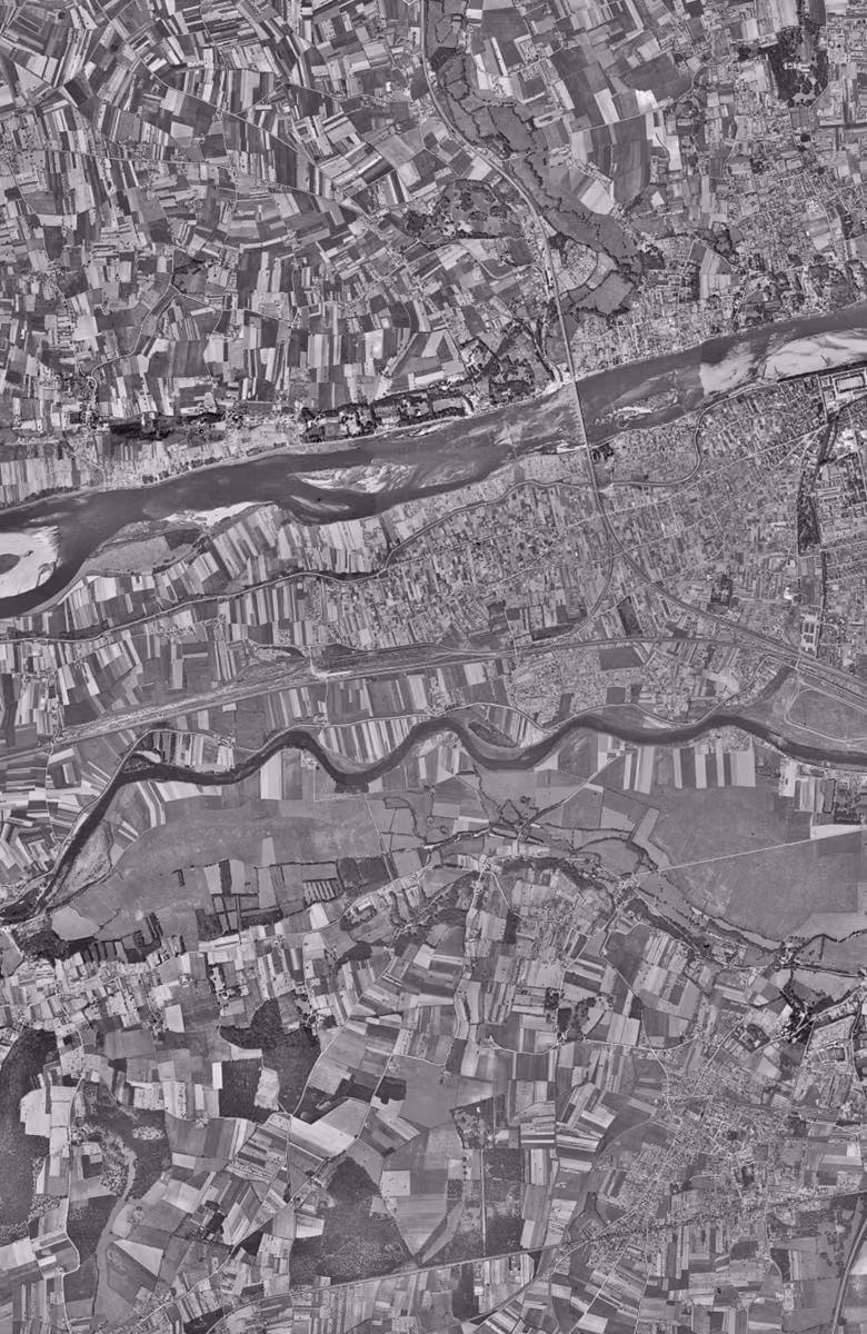 La Riche en 1949, le territoire vu du ciel, au même cadrage