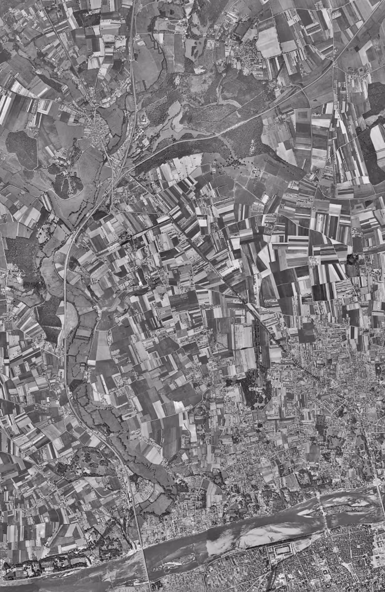 Saint-Cyr-sur-Loire en 1949, le territoire vu du ciel, au même cadrage