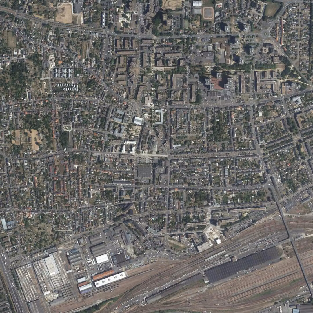 Saint-Pierre-des-Corps aujourd'hui, le centre vu du ciel