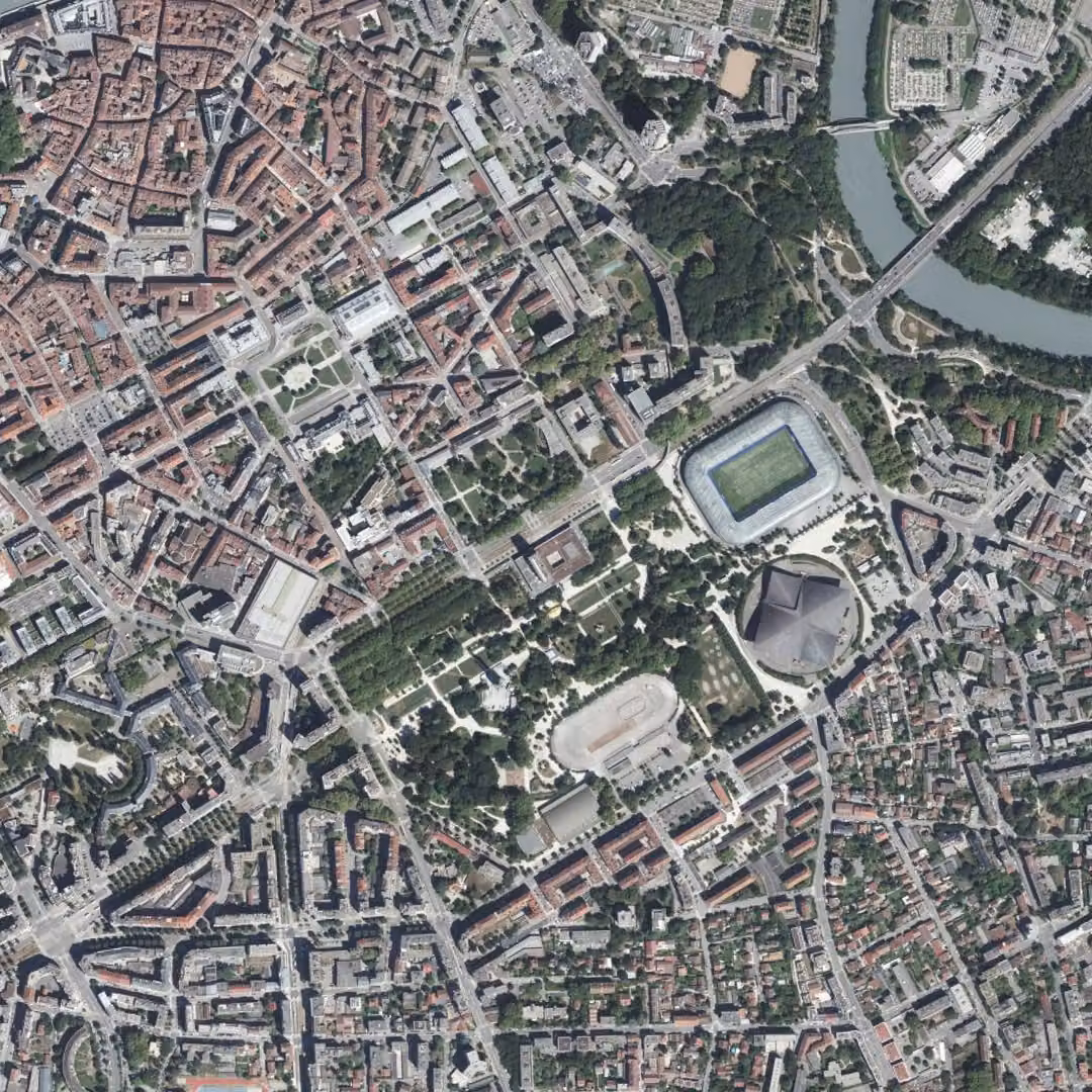 Grenoble aujourd'hui, le centre vu du ciel