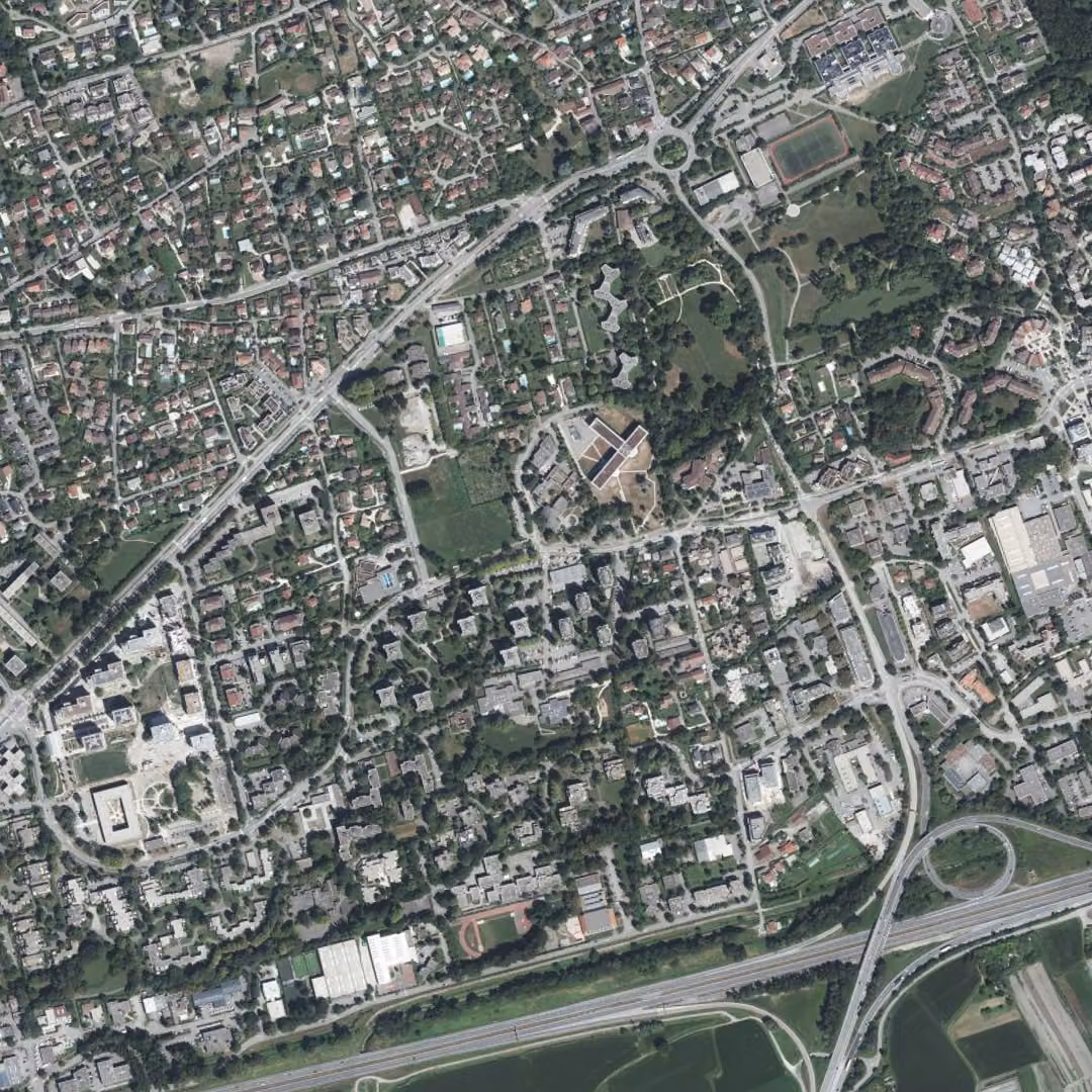 Meylan aujourd'hui, le centre vu du ciel