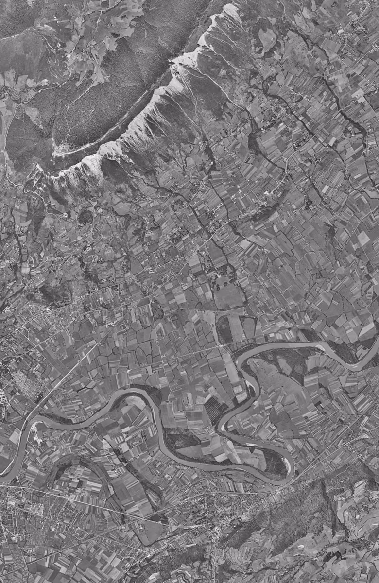 Meylan en 1956, le territoire vu du ciel, au même cadrage