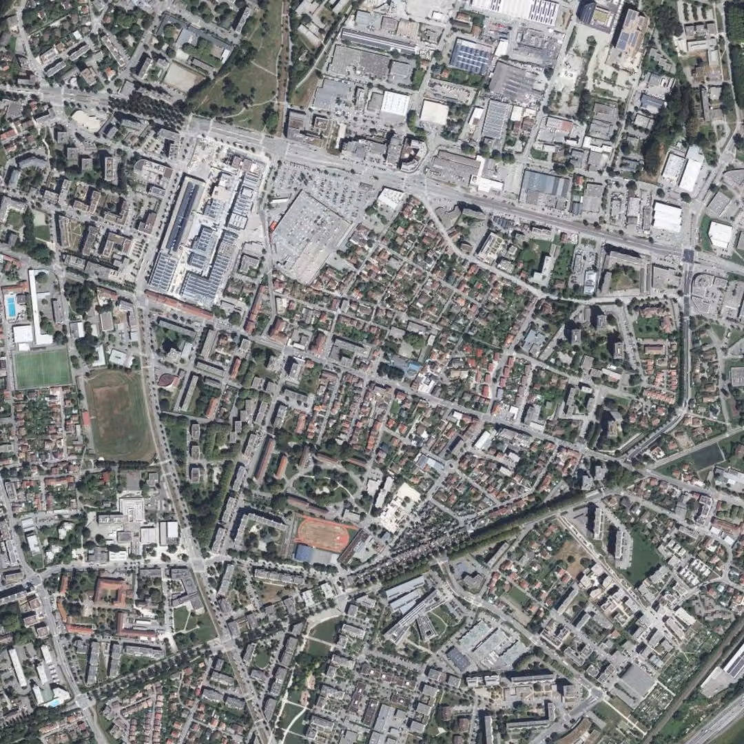 Saint-Martin-d'Hères aujourd'hui, le centre vu du ciel