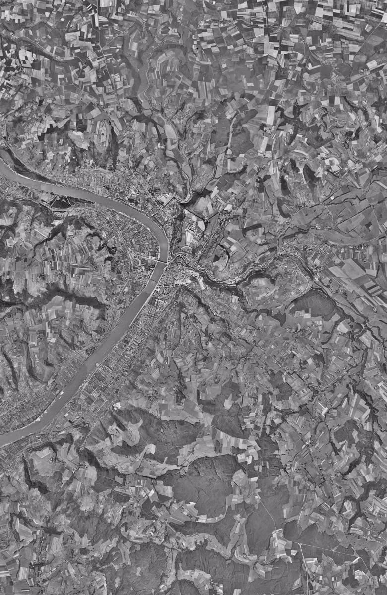 Vienne en 1953, le territoire vu du ciel, au même cadrage
