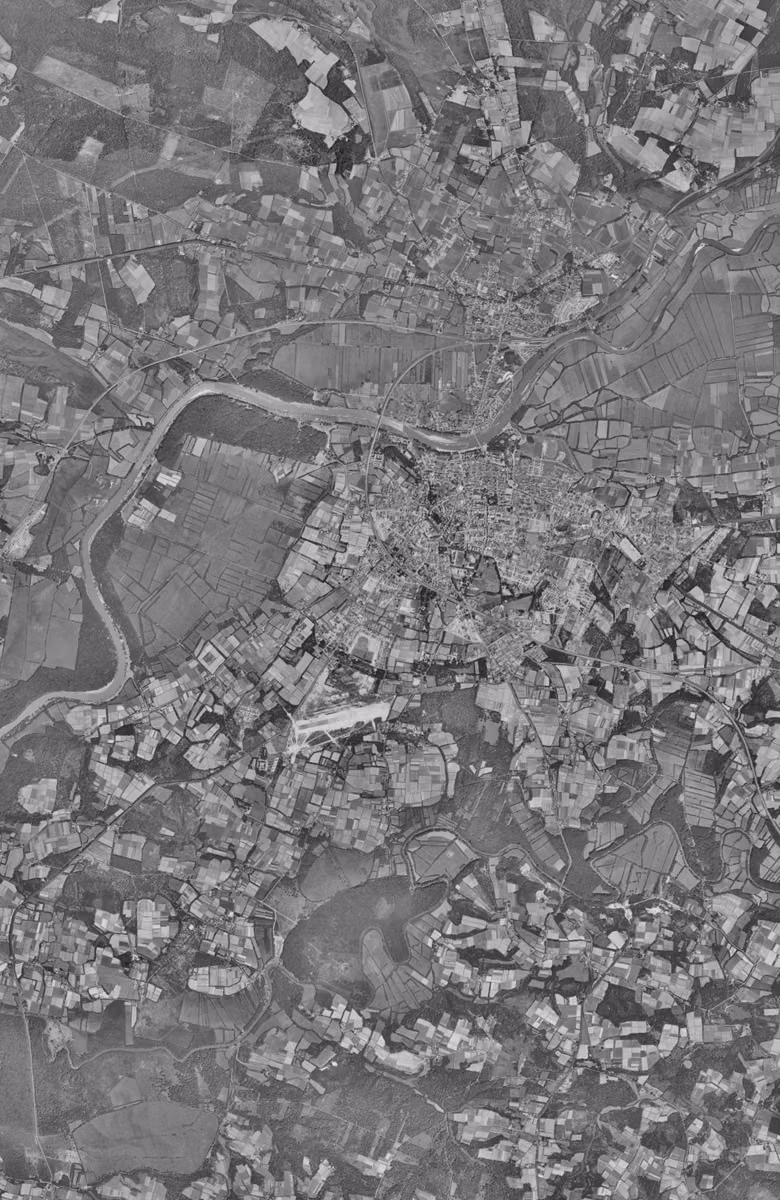 Dax en 1957, le territoire vu du ciel, au même cadrage