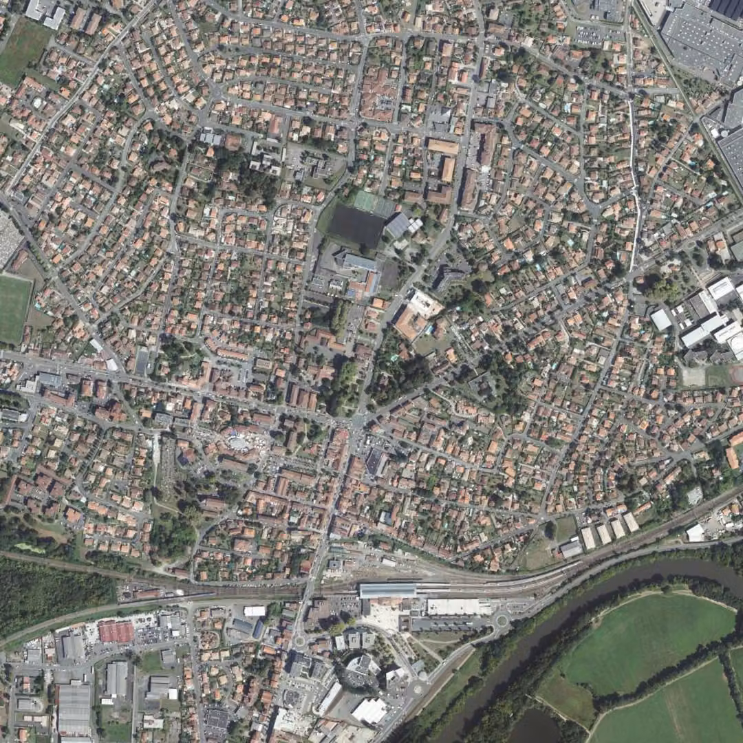 Saint-Paul-lès-Dax aujourd'hui, le centre vu du ciel