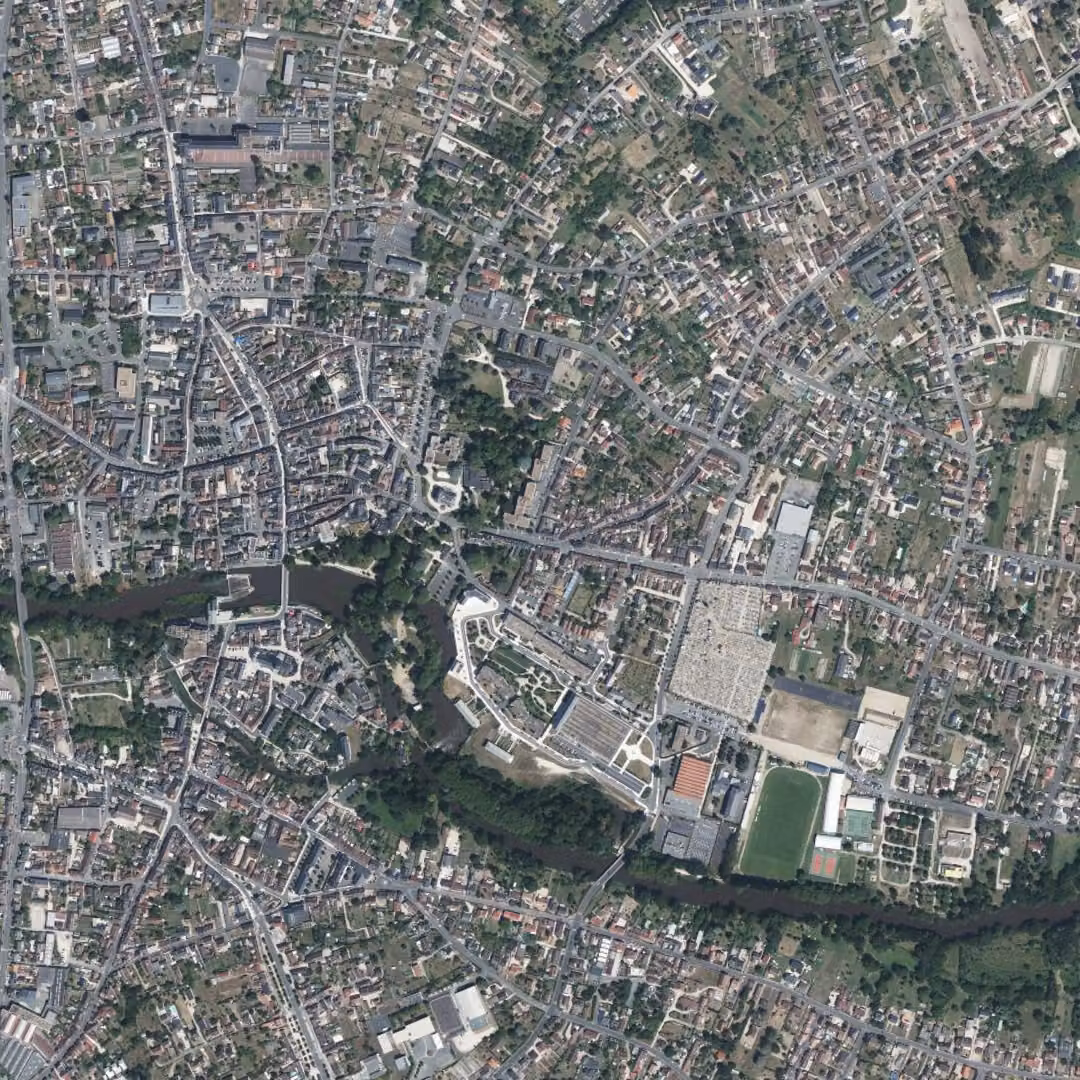 Romorantin-Lanthenay aujourd'hui, le centre vu du ciel