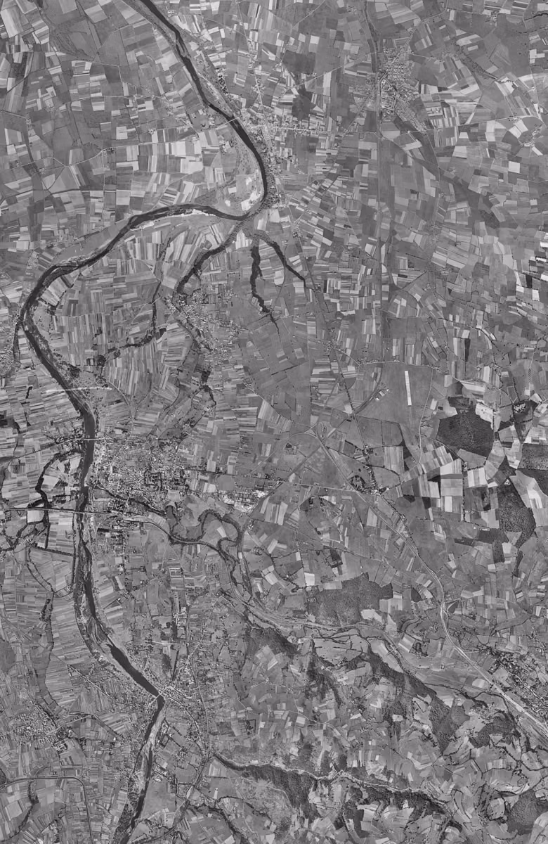 Andrézieux-Bouthéon en 1953, le territoire vu du ciel, au même cadrage