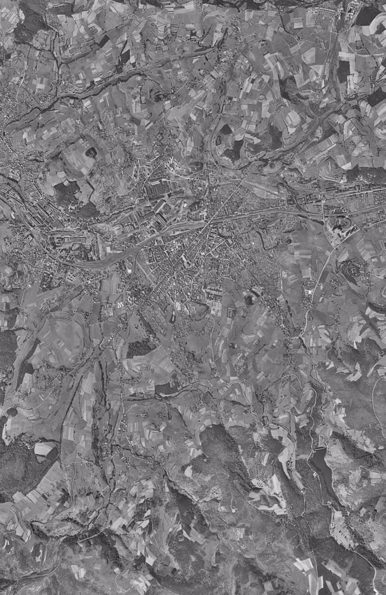 Firminy en 1953, le territoire vu du ciel, au même cadrage
