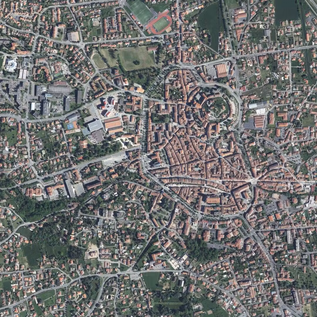 Montbrison aujourd'hui, le centre vu du ciel