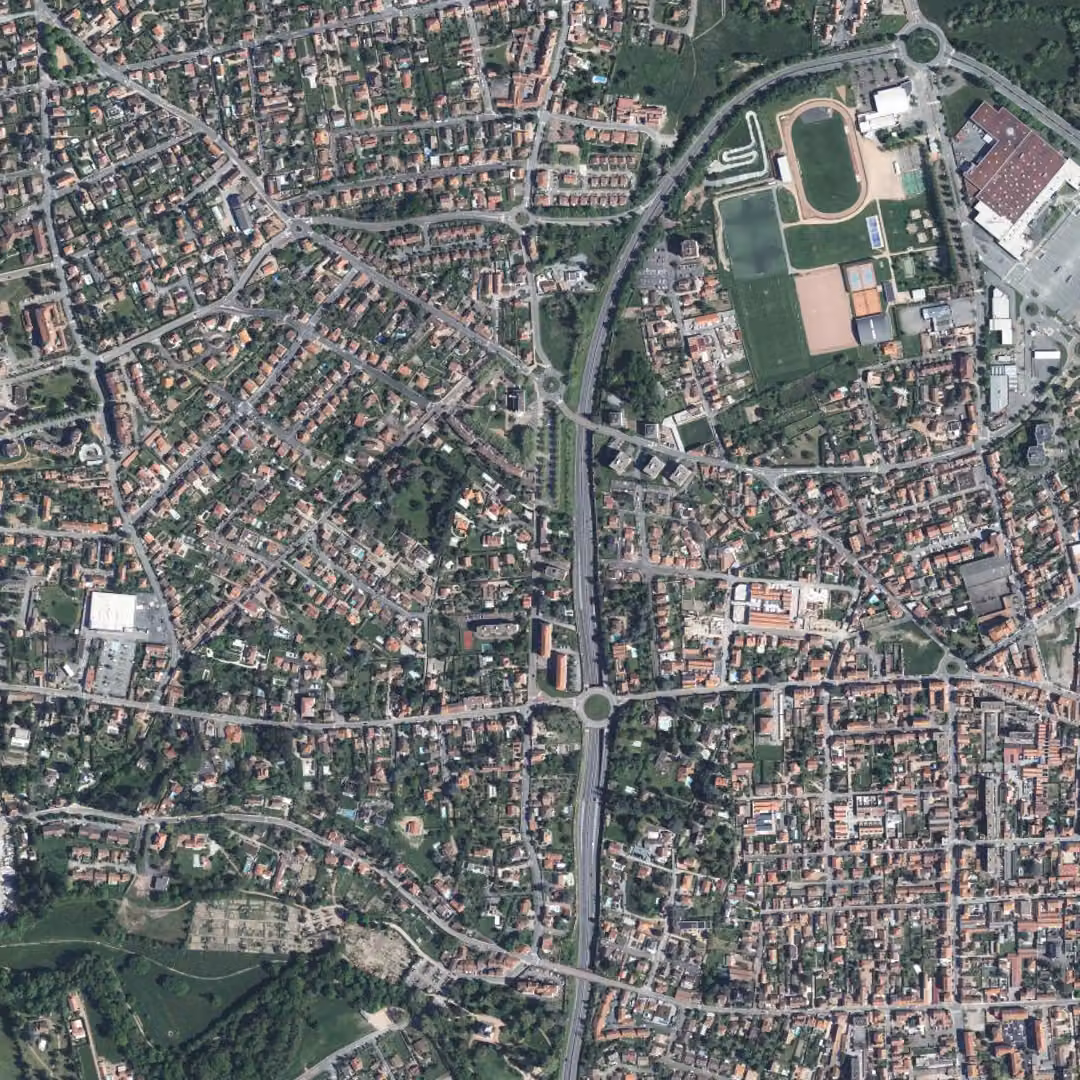 Riorges aujourd'hui, le centre vu du ciel