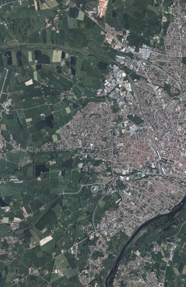 Riorges aujourd'hui, le territoire vu du ciel