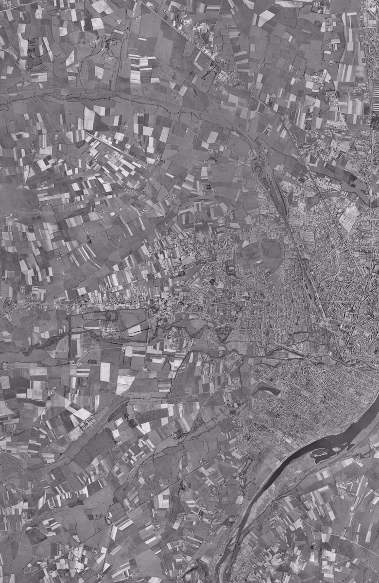 Riorges en 1954, le territoire vu du ciel, au même cadrage