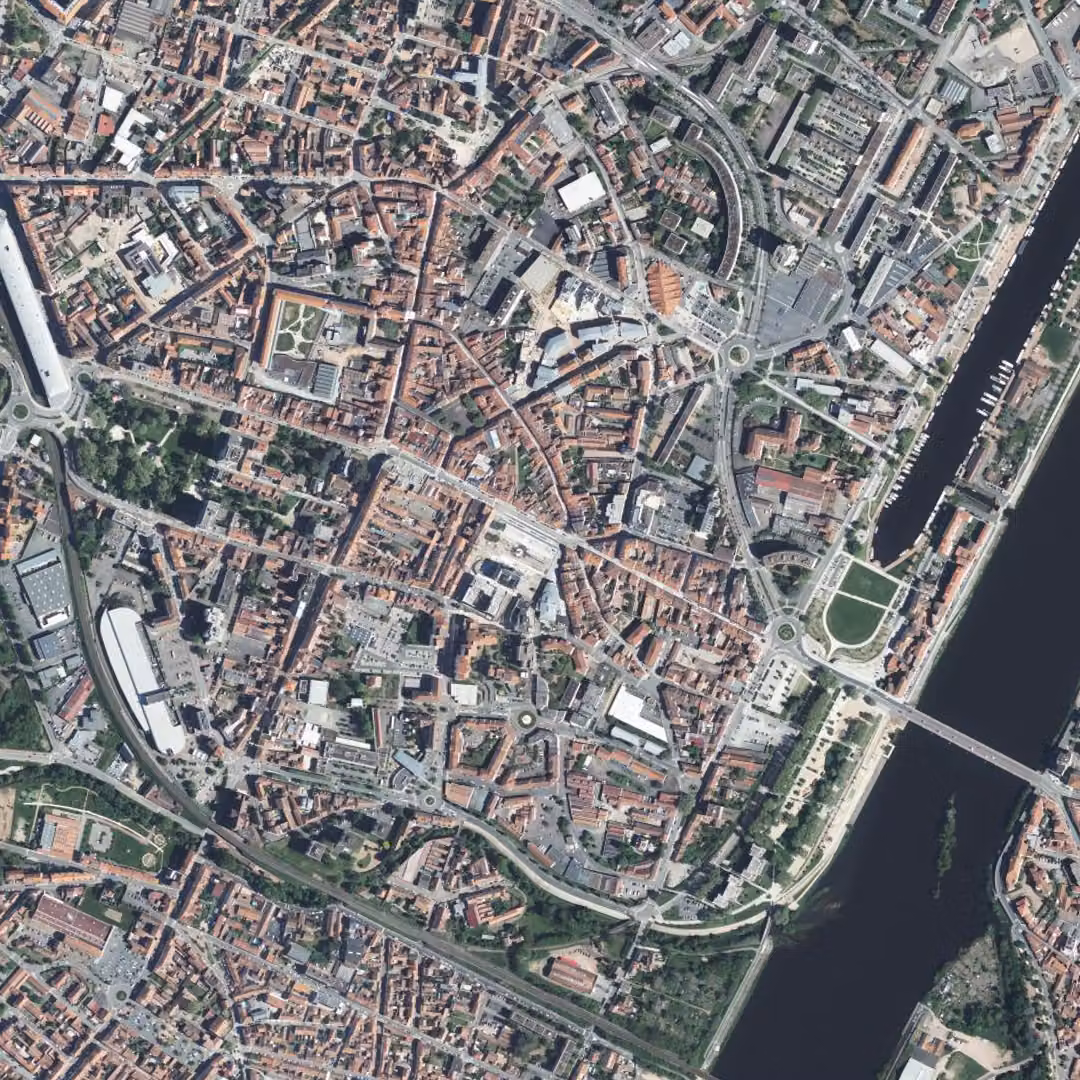 Roanne aujourd'hui, le centre vu du ciel