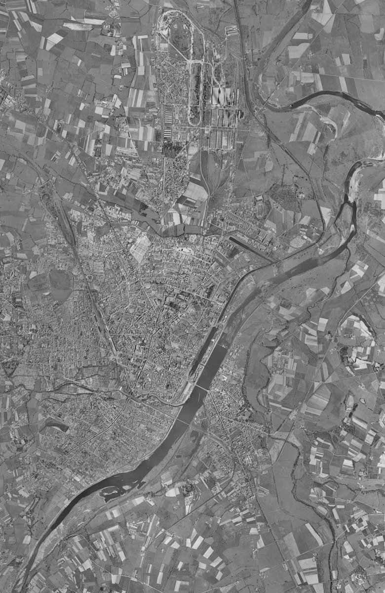 Roanne en 1954, le territoire vu du ciel, au même cadrage