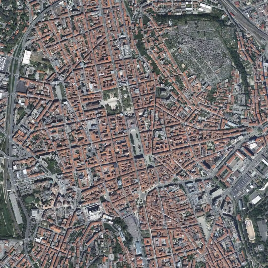 Saint-Étienne aujourd'hui, le centre vu du ciel