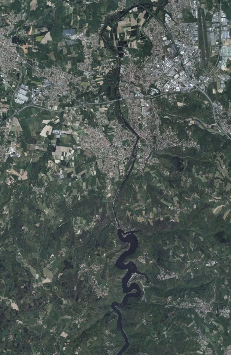 Saint-Just-Saint-Rambert aujourd'hui, le territoire vu du ciel