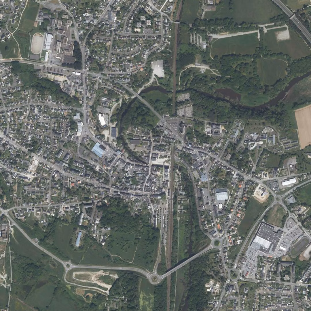 Pontchâteau aujourd'hui, le centre vu du ciel