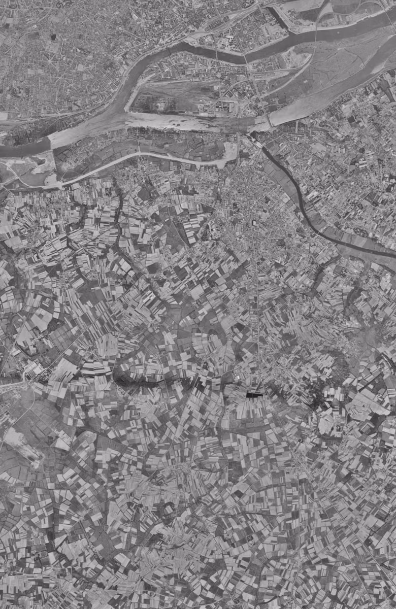 Rezé en 1952, le territoire vu du ciel, au même cadrage