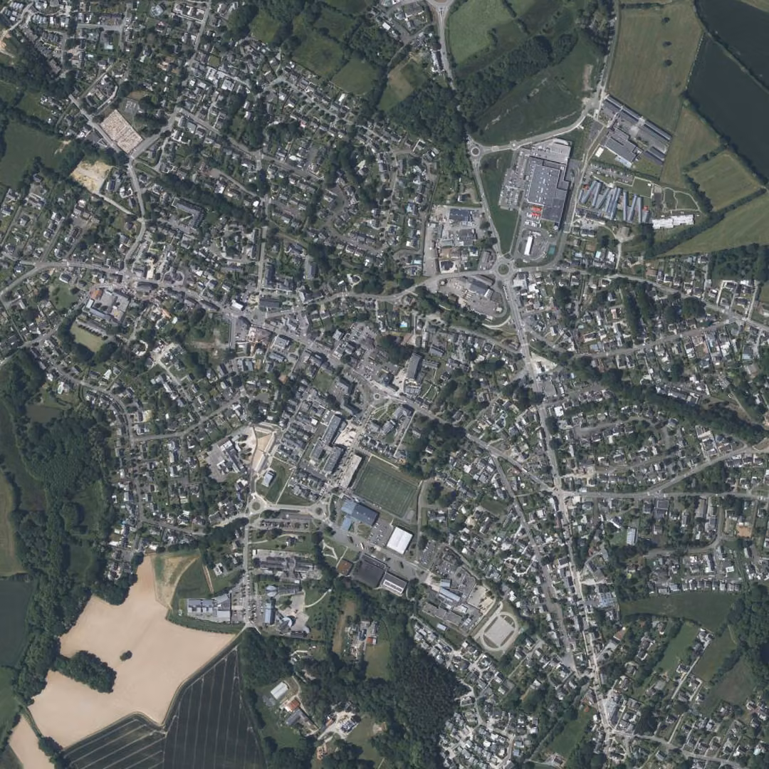 Treillières aujourd'hui, le centre vu du ciel