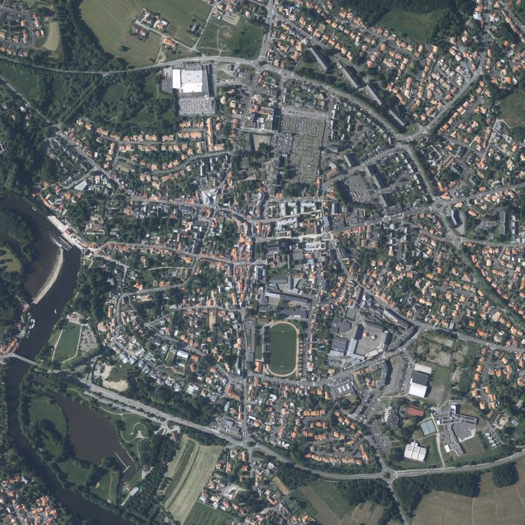 Vertou aujourd'hui, le centre vu du ciel