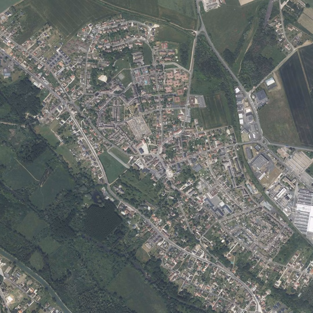 Amilly aujourd'hui, le centre vu du ciel