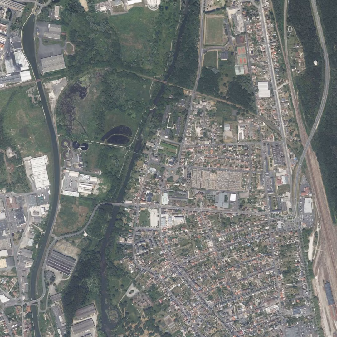 Châlette-sur-Loing aujourd'hui, le centre vu du ciel