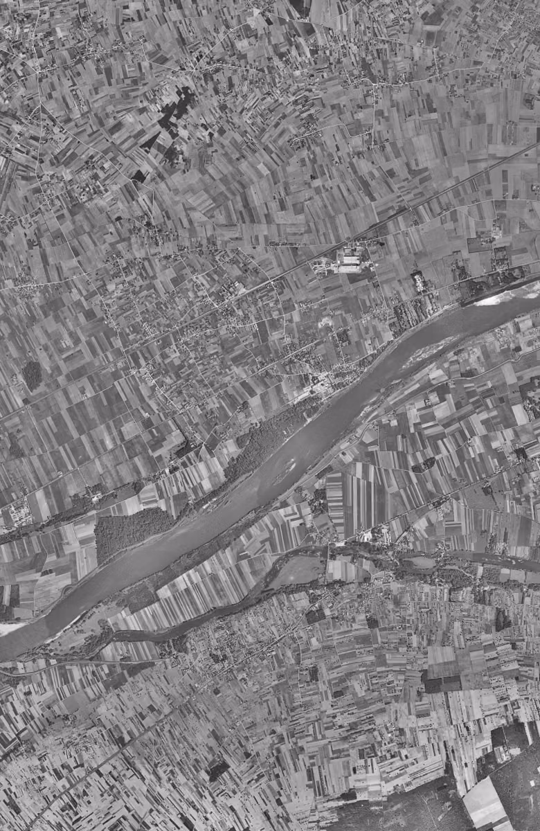 La Chapelle-Saint-Mesmin en 1954, le territoire vu du ciel, au même cadrage