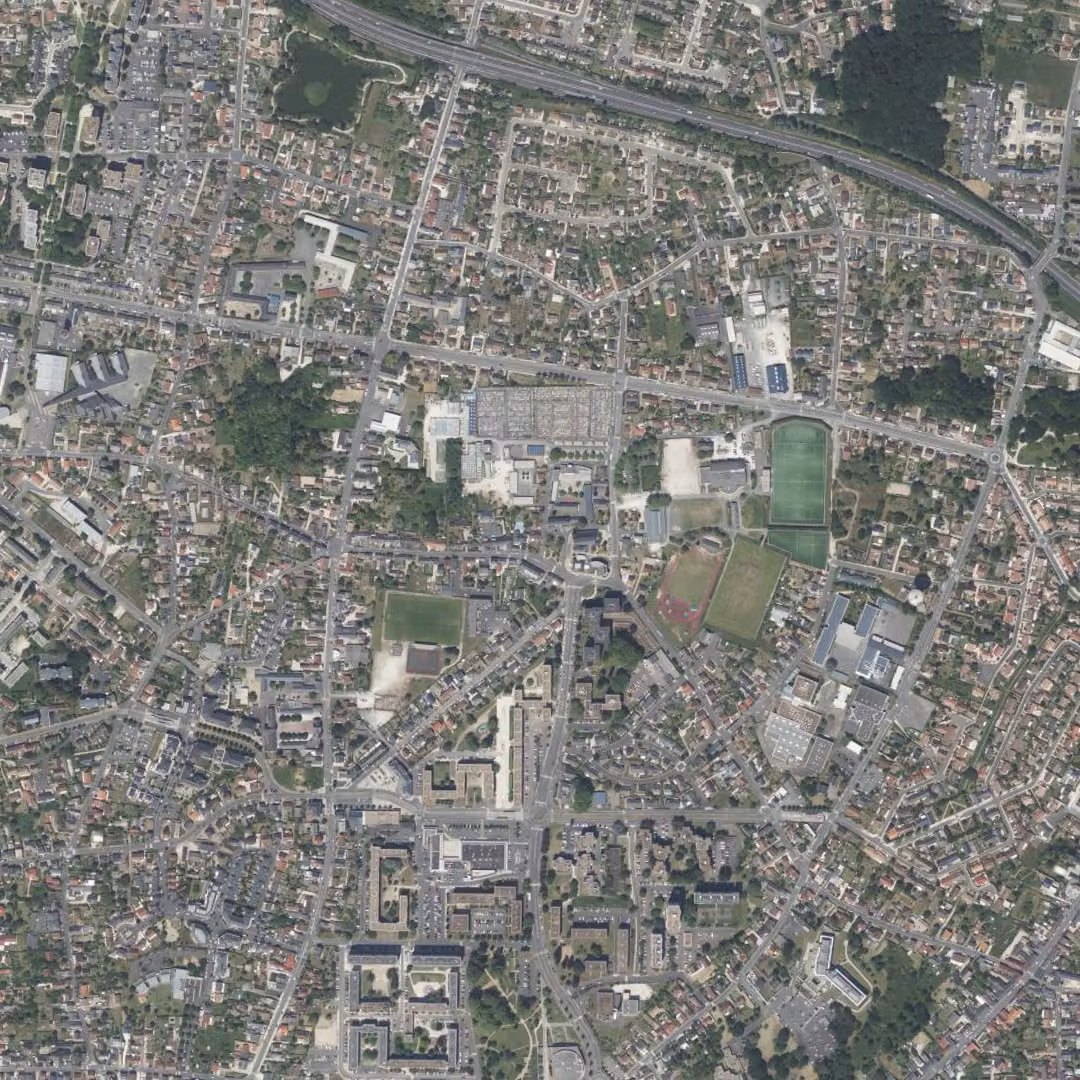Fleury-les-Aubrais aujourd'hui, le centre vu du ciel