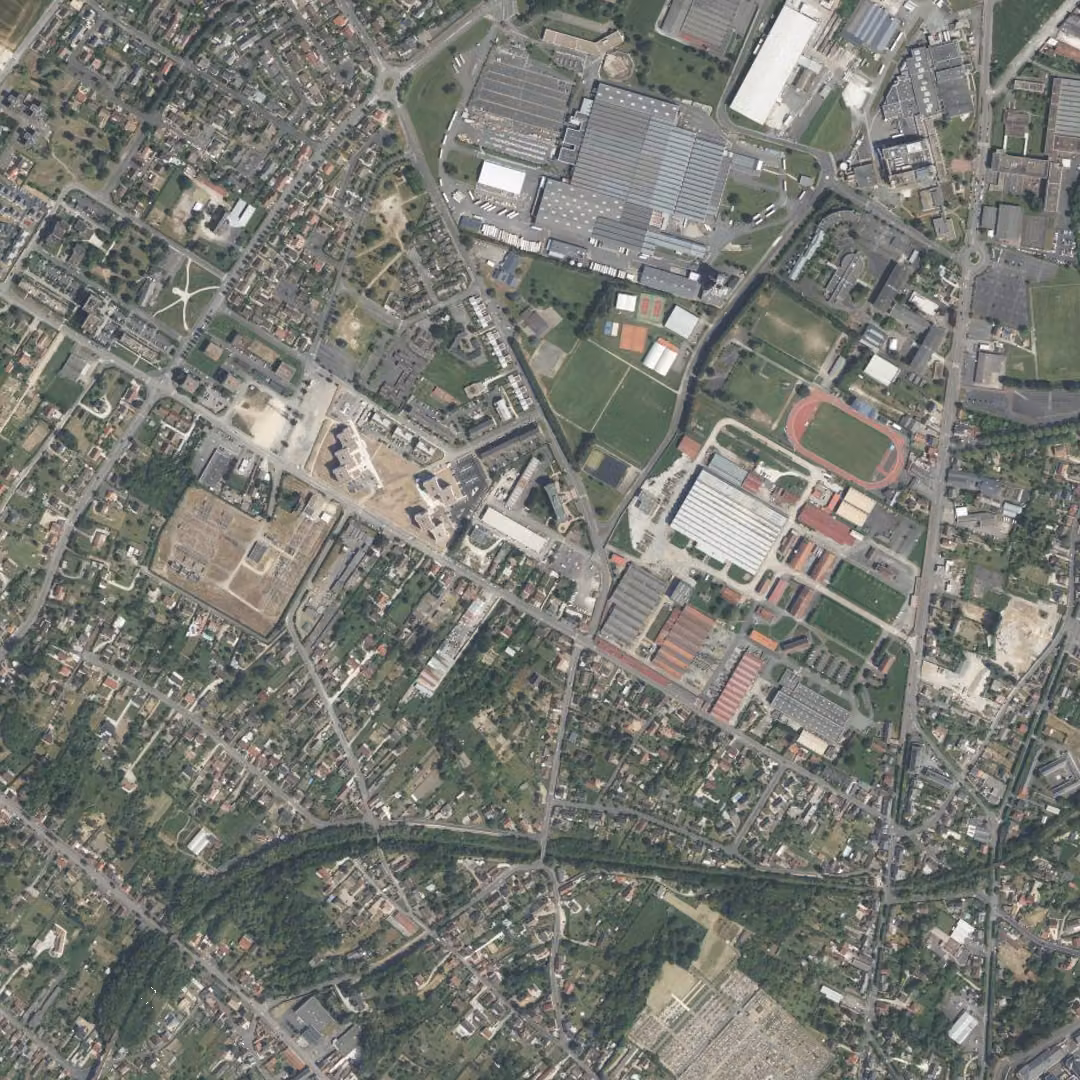 Gien aujourd'hui, le centre vu du ciel